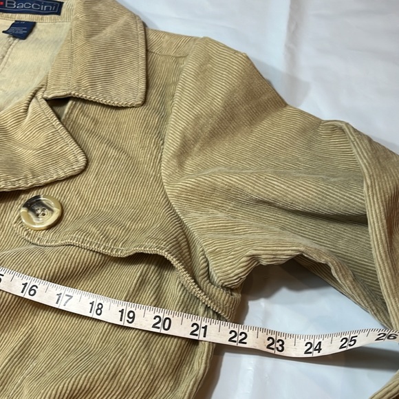 Corduroy tan JACKET women 1X Button Up tie belt notched collar short trench coat - Picture 8 of 14